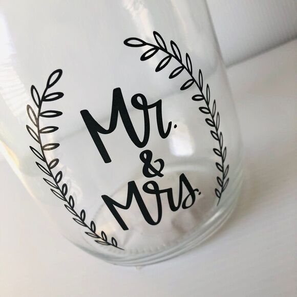 Studio Mr. & Mrs. Mason Jar with Locking Lid 6.75" H x 4.13" W x 4.13" D - Picture 6 of 6